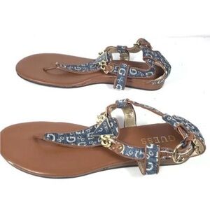 Guess Women's Denim and Brown Sandals Size #6.5